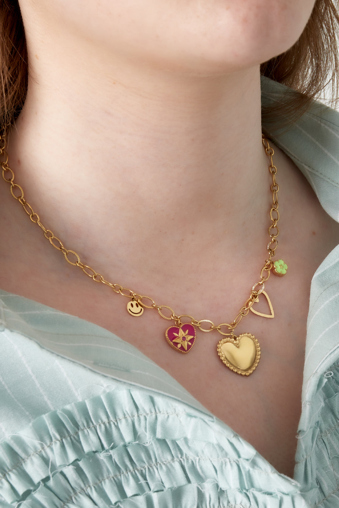 Collane con ciondolo in acciaio inossidabile a forma di cuore casual quotidiane