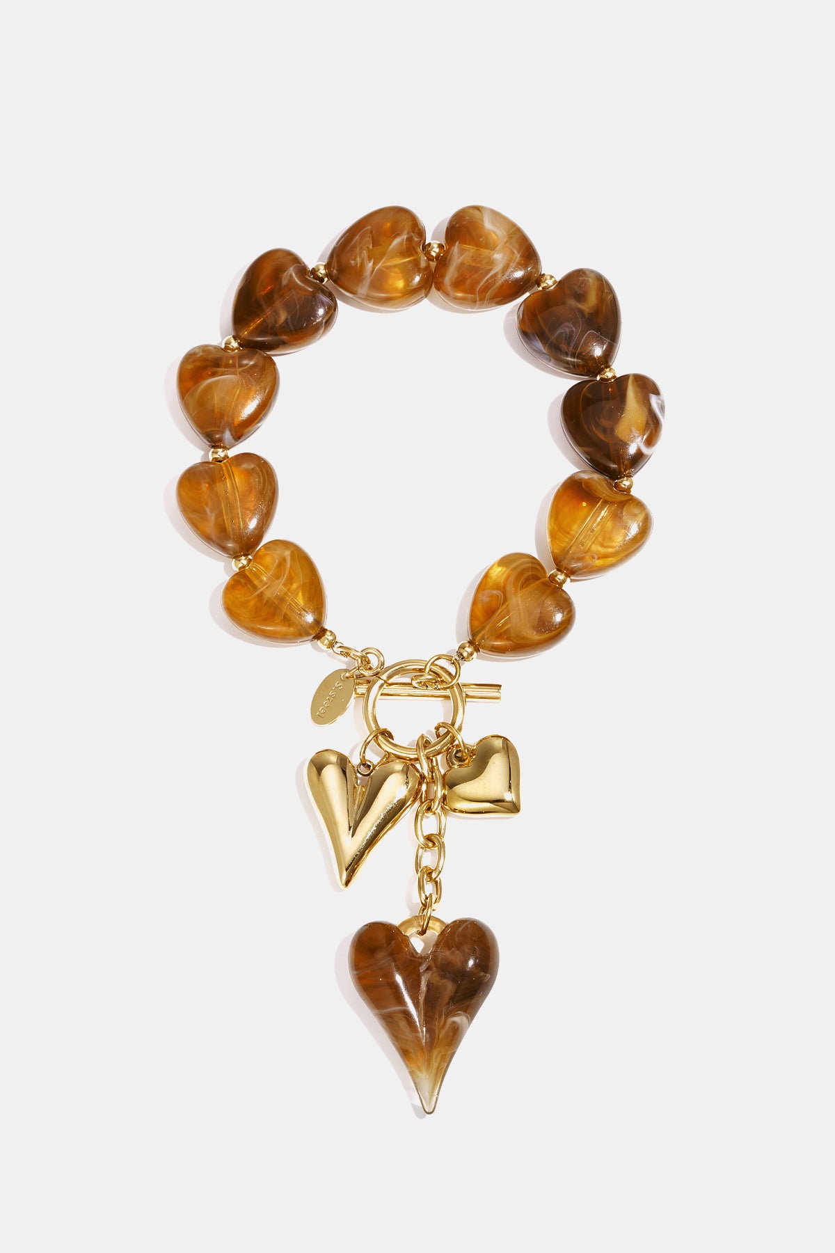 Braccialetto di perline con ciondoli a forma di cuore pendenti