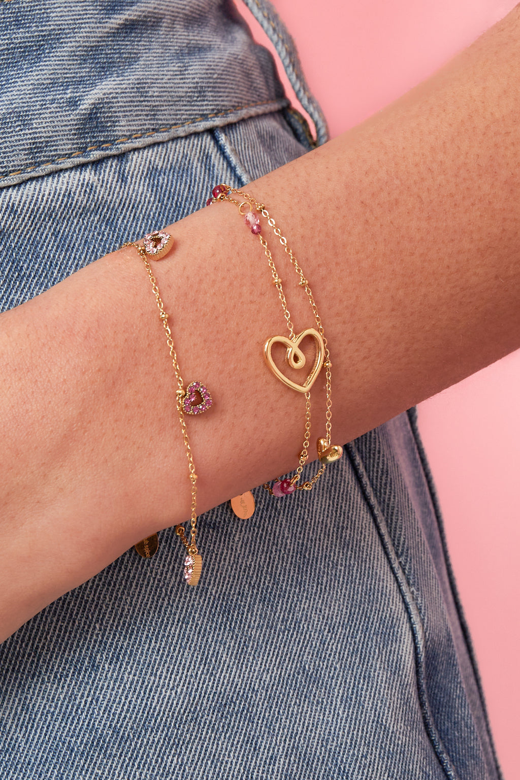 Bracciale con cuore giocoso, perline e perla