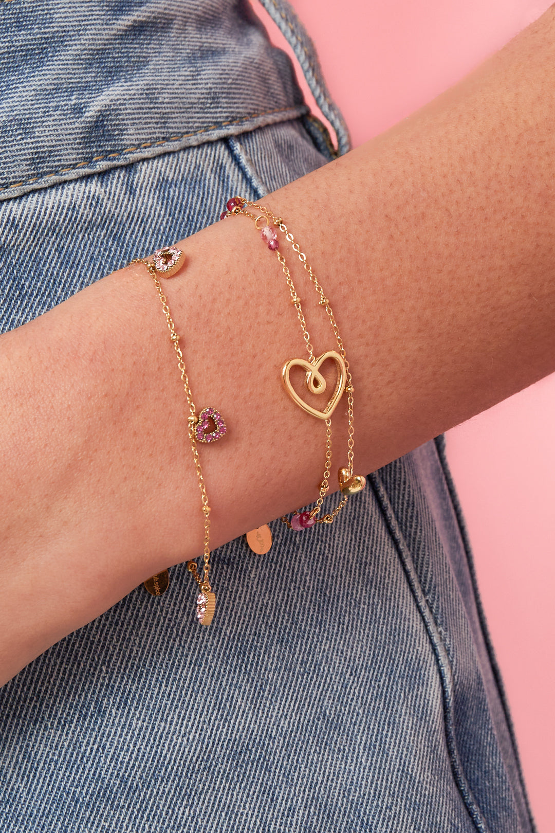 Bracciale con cuore giocoso, perline e perla