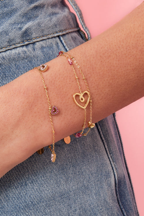 Bracciale con cuore giocoso, perline e perla