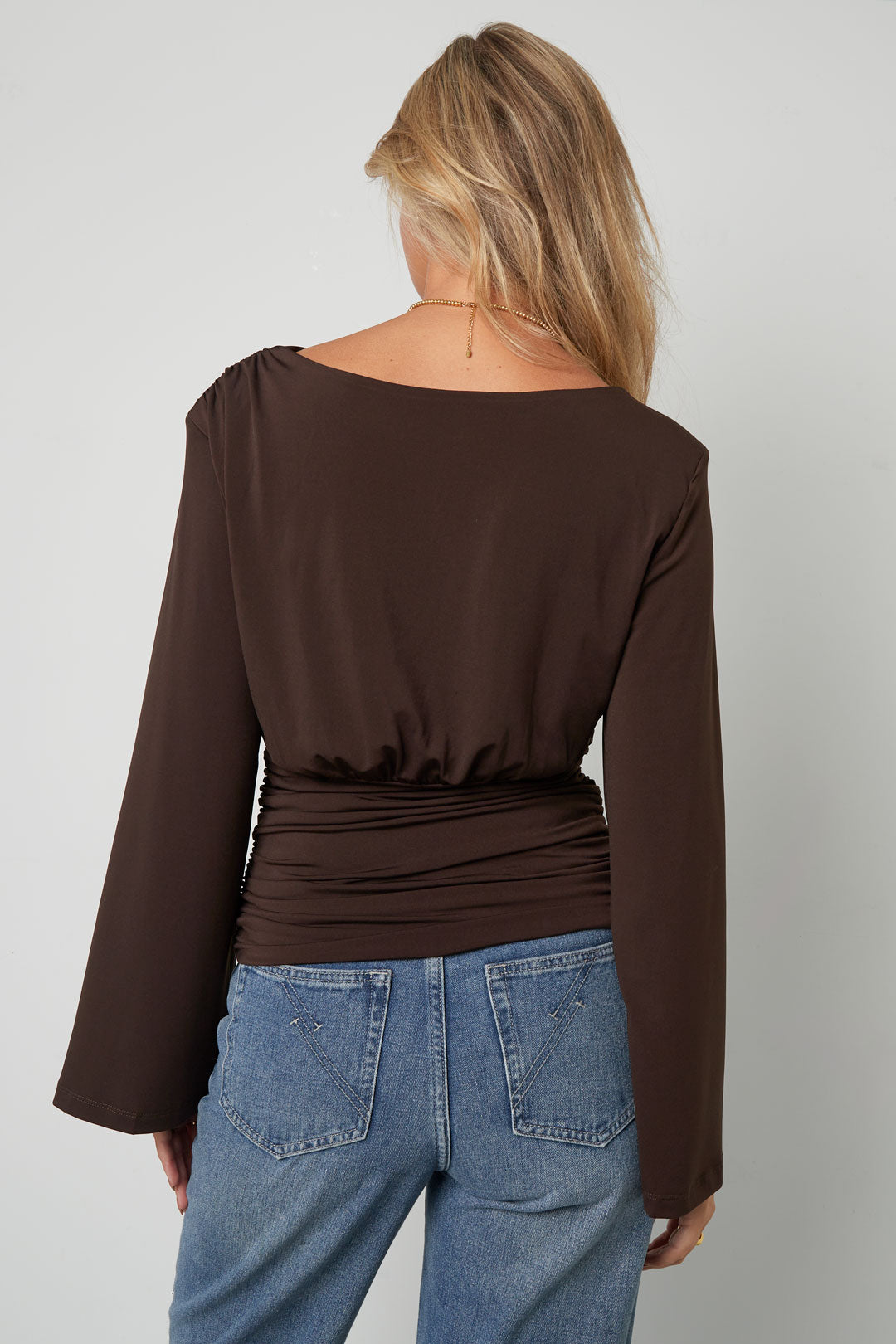 Tessuto Fibra di Poliestere Donna Maglia Maniche Lunghe Elegante Colore Puro Autunno/Inverno