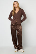 Viscosa Maglia Cardigan Donna Casual Colore Puro Autunno/Inverno
