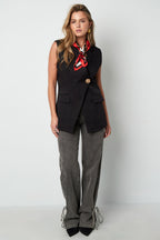 Giacca senza maniche in poliestere tessuto donna casual design asimmetrico