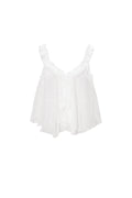 Top Senza Maniche Bianco Tessuto Casual Colore Puro Orlo a Volant
