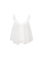 Top Senza Maniche Bianco Tessuto Casual Colore Puro Orlo a Volant