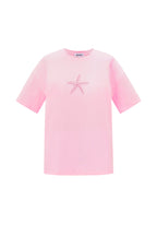 Cotone Maglietta Donna Casual Ricamo Stella Marina