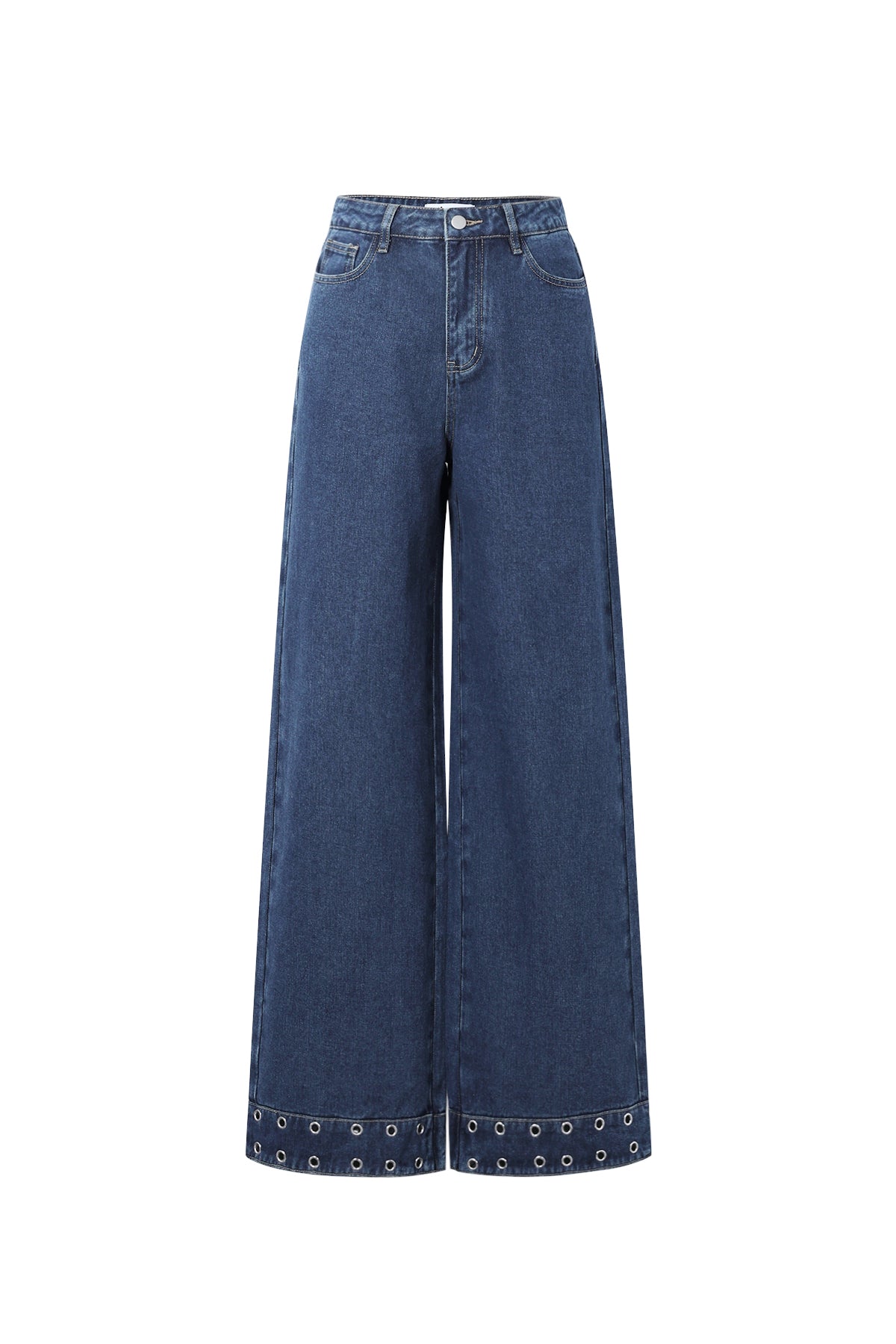 Jeans con occhielli