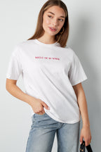 Cotone Maglietta Donna Casual Lettere