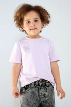 Cotone Maglietta Bambino Casual Design Cuore Ricamato