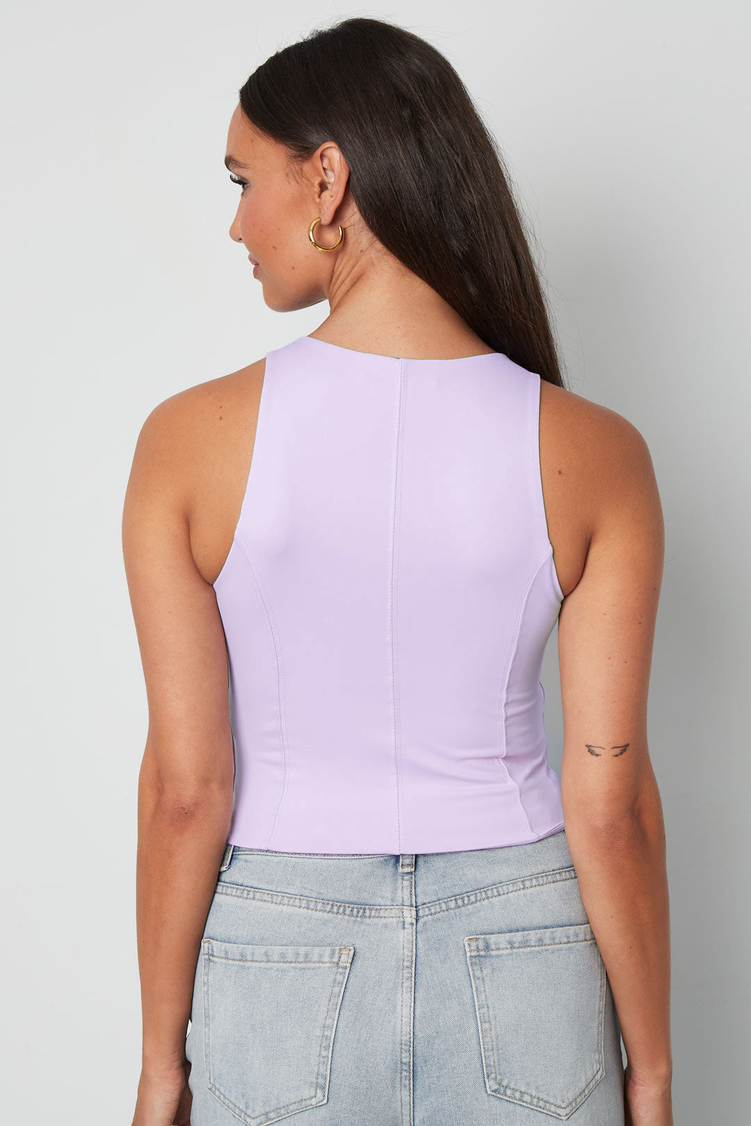 Top Senza Maniche Donna in Nylon Maglia Primavera/Estate Base Colore Puro