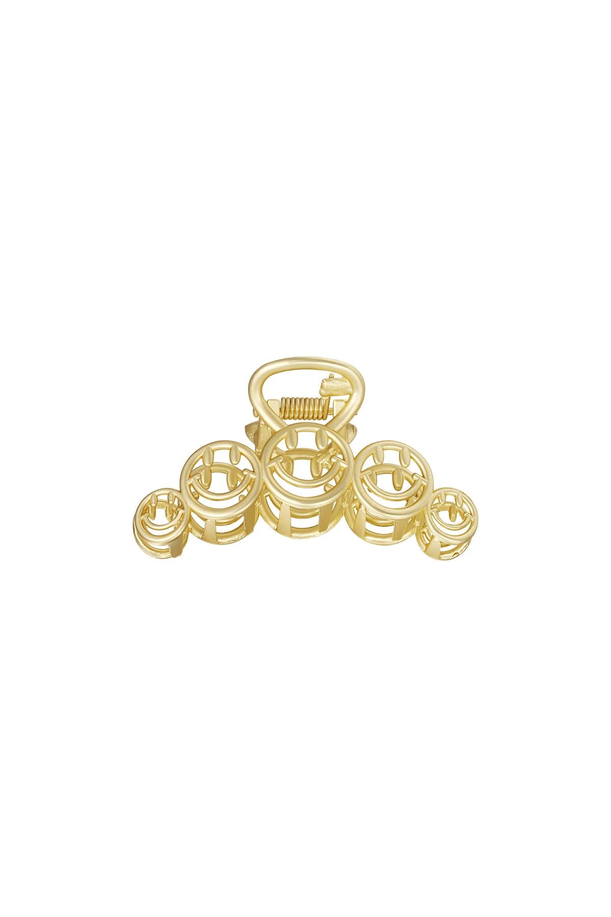 Fermaglio per capelli grande in metallo Smiley Vintage gold