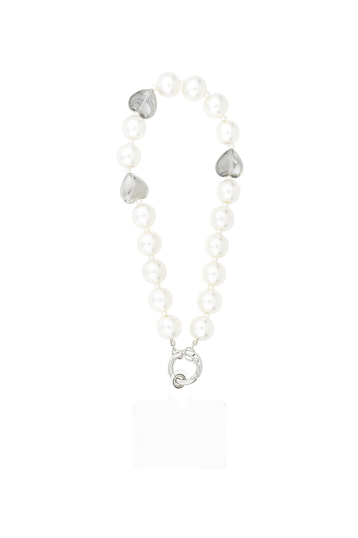 Cavo telefonico a forma di cuore di perla - Colore bianco argento
