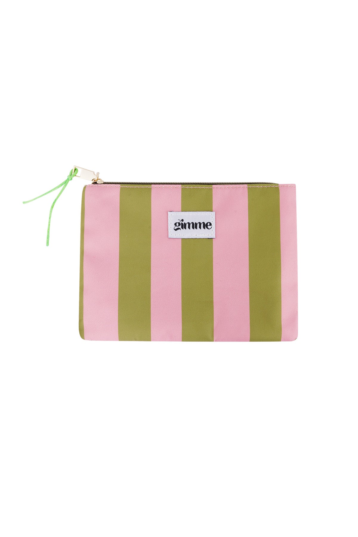 Borsa da toilette piatta a righe grandi - Verde rosa
