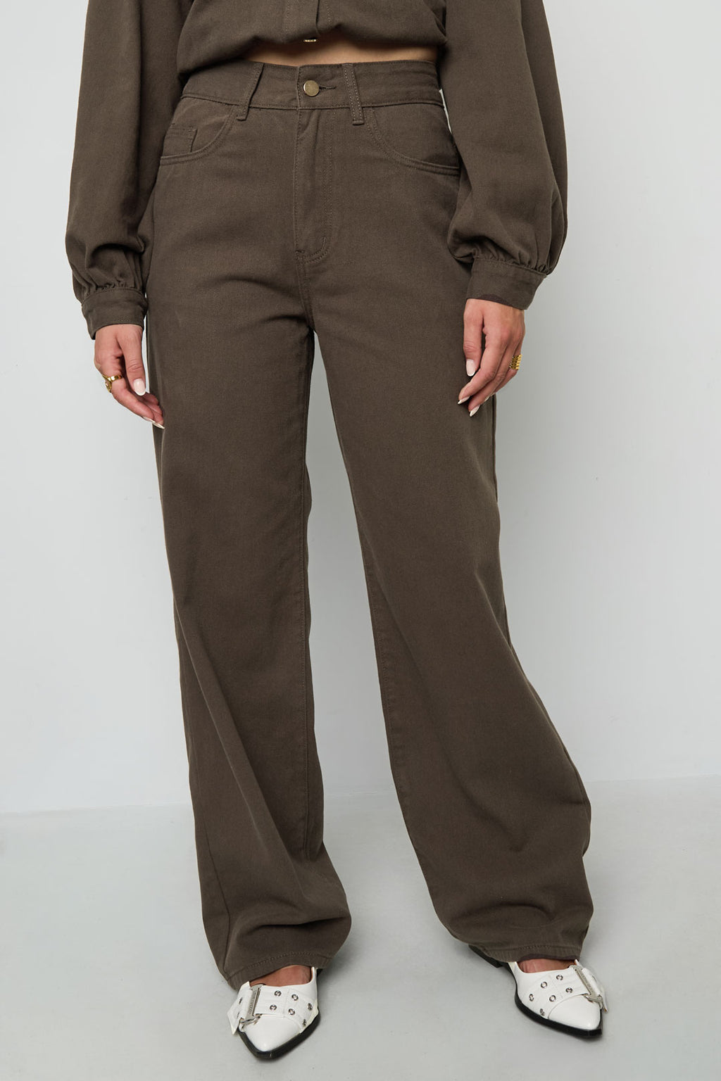 Cotone Tessuto Pantaloni Dritti Donna Casual Colore Puro