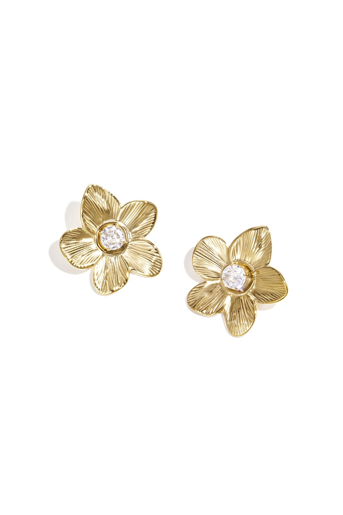 Orecchini a bottone in acciaio inossidabile con fiore, casual, semplici, da donna