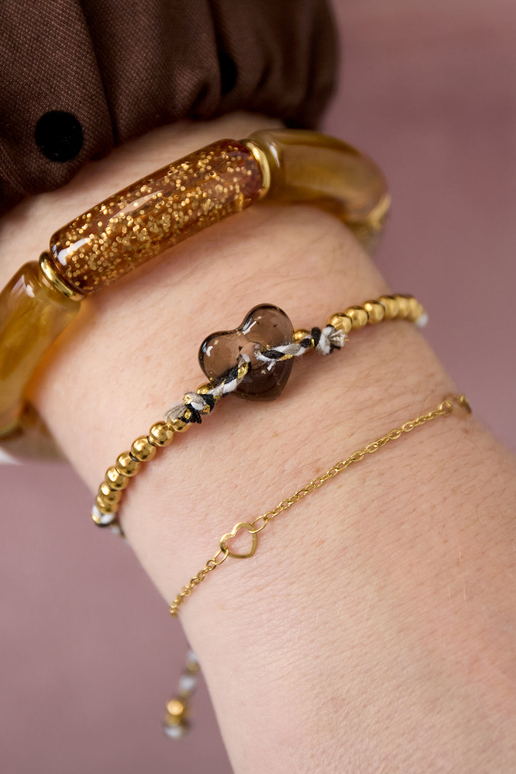 Braccialetti con perline in poliestere, serie casual e semplice, gioielli da donna