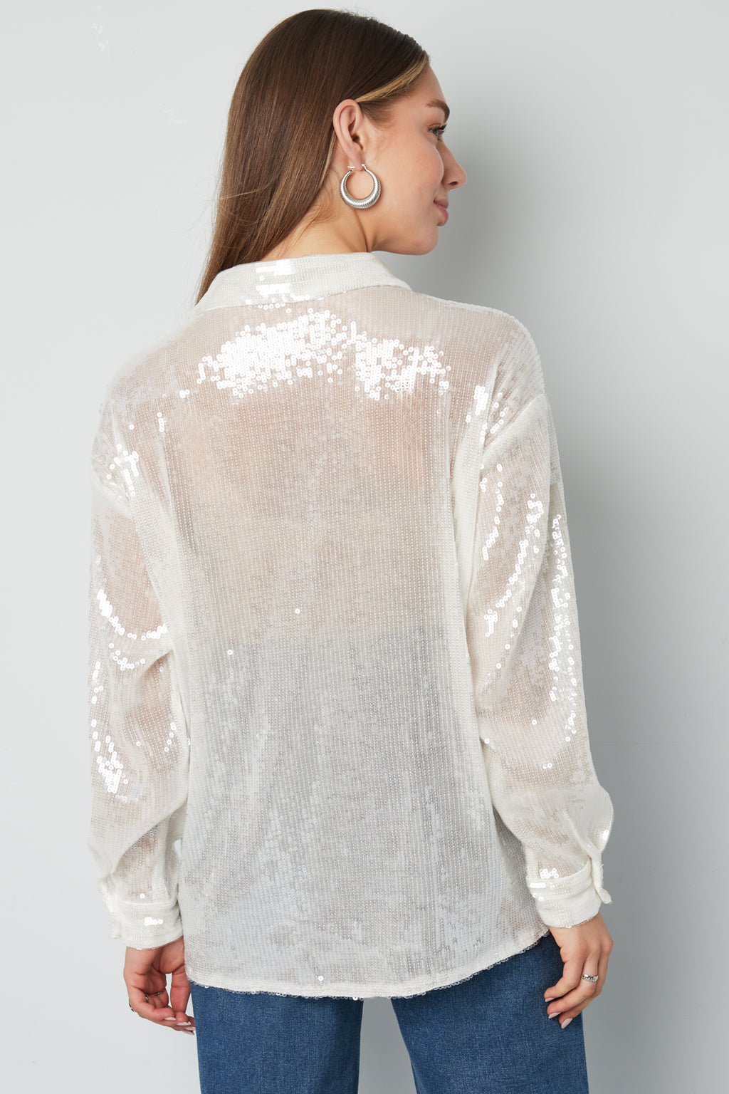 Camicia Donna in Fibra di Poliestere Tessuta Elegante Colore Puro Primavera/Estate