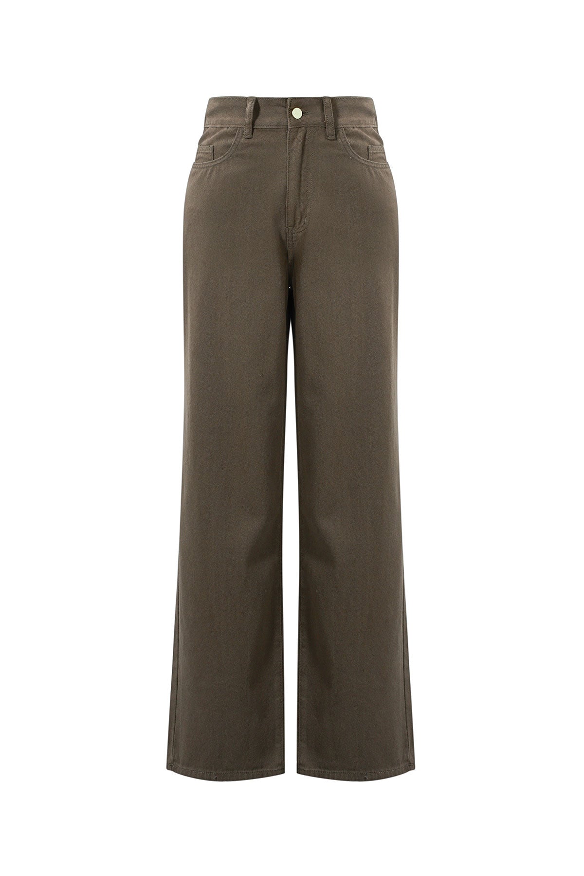 Cotone Tessuto Pantaloni Dritti Donna Casual Colore Puro
