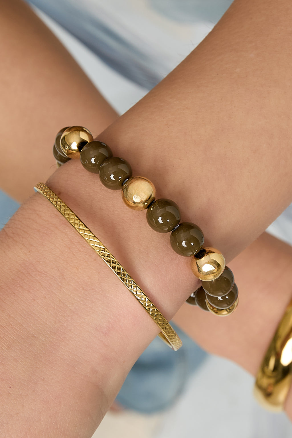 Braccialetti con perline in acrilico, perline, casual, quotidiani, semplici, serie di gioielli da donna-10mm