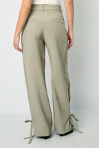 Pantaloni Dritti Donna in Fibra di Poliestere Tessuta Stile Casual con Legacci