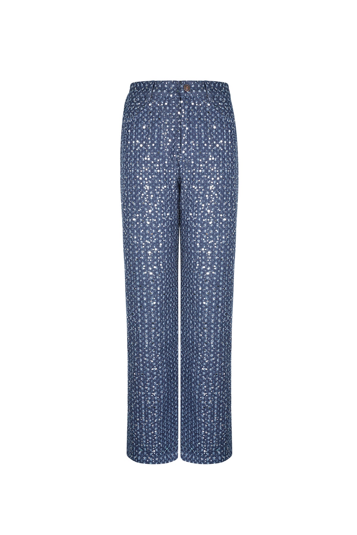 Jeans Tessuto Pantaloni Dritti Donna Casual Paillettes