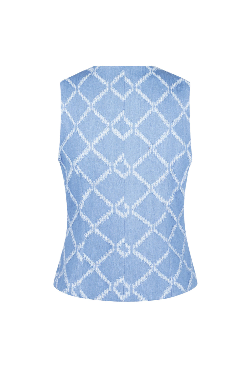 Cotone Top Senza Maniche Donna Bottone Motivo Geometrico