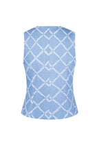 Cotone Top Senza Maniche Donna Bottone Motivo Geometrico