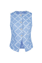 Cotone Top Senza Maniche Donna Bottone Motivo Geometrico