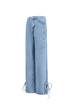Cotone Tessuto Pantaloni Dritti Donna Stile Casual Dettaglio Nodo
