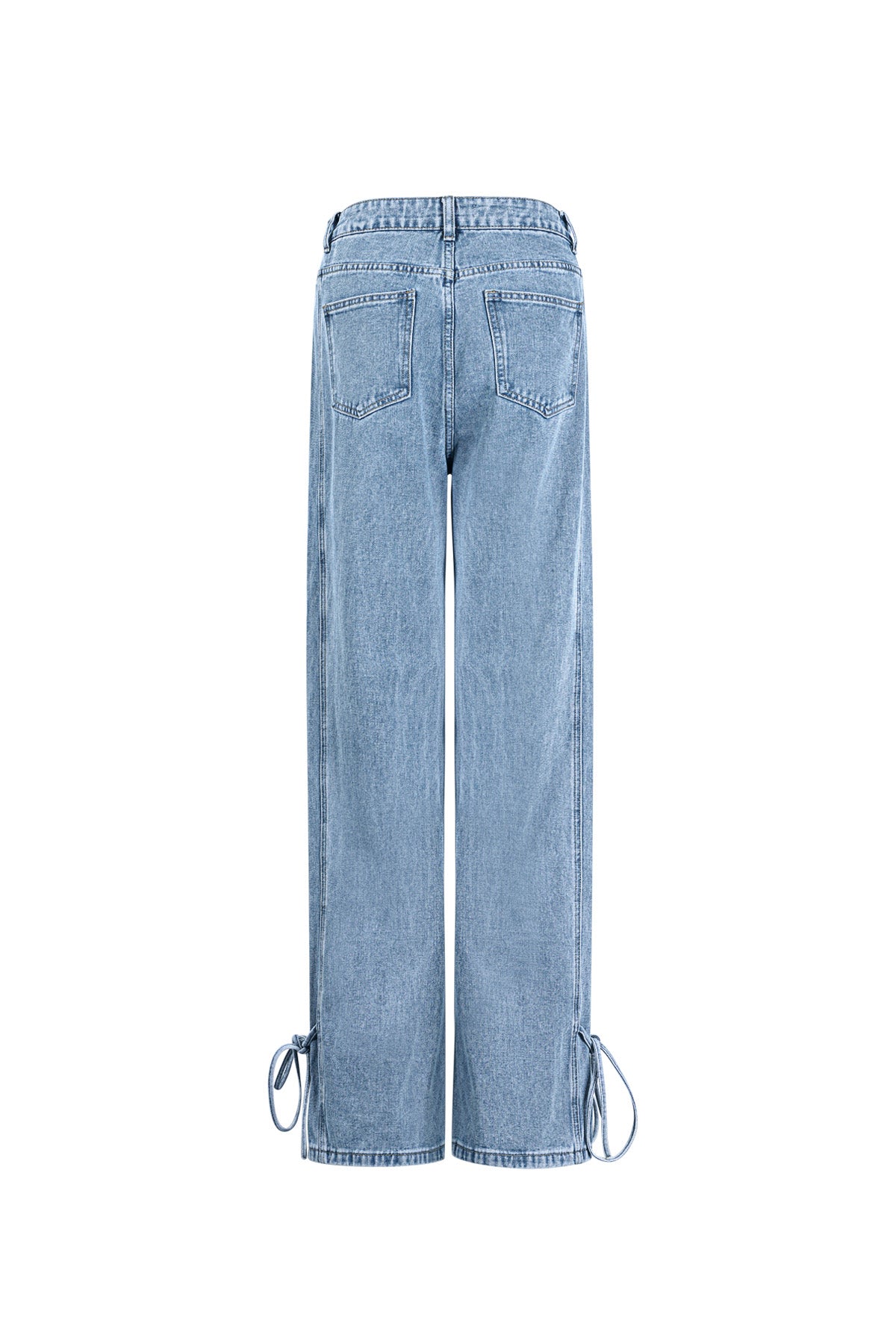 Cotone Tessuto Pantaloni Dritti Donna Stile Casual Dettaglio Nodo