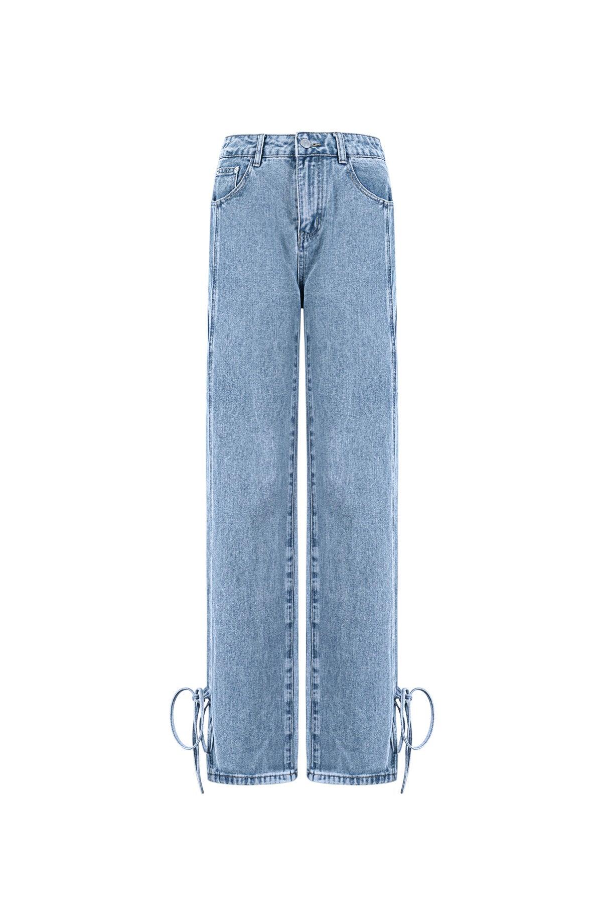Cotone Tessuto Pantaloni Dritti Donna Stile Casual Dettaglio Nodo