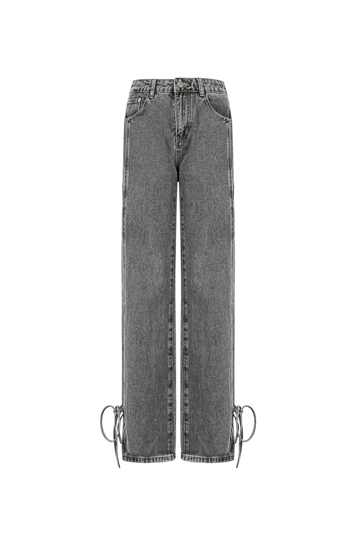 Cotone Tessuto Pantaloni Dritti Donna Stile Casual Dettaglio Nodo