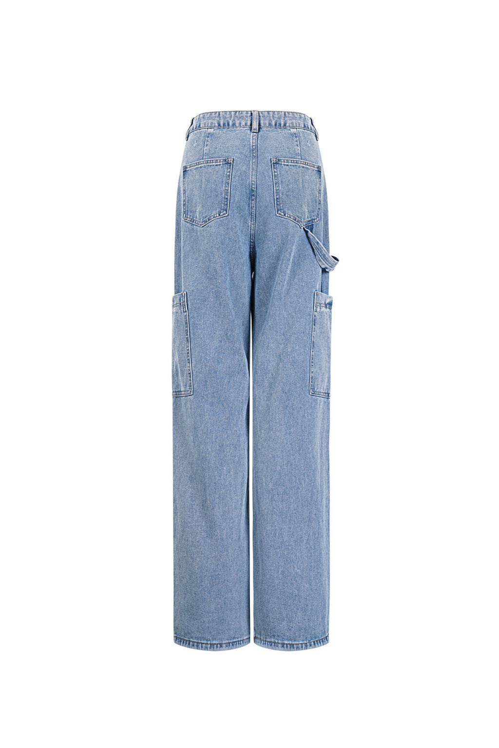 Cotone Tessuto Pantaloni Dritti Donna Casual Colore Puro Indaco Medio