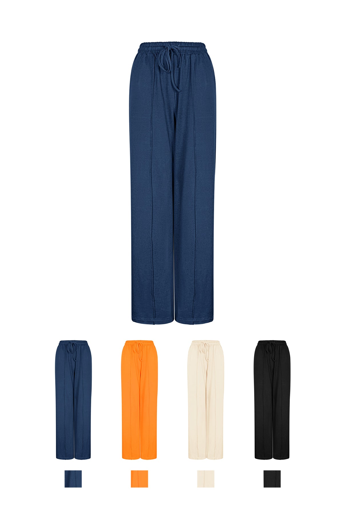 Cotone Pantaloni a gamba larga Donna Vita con cordino comoda