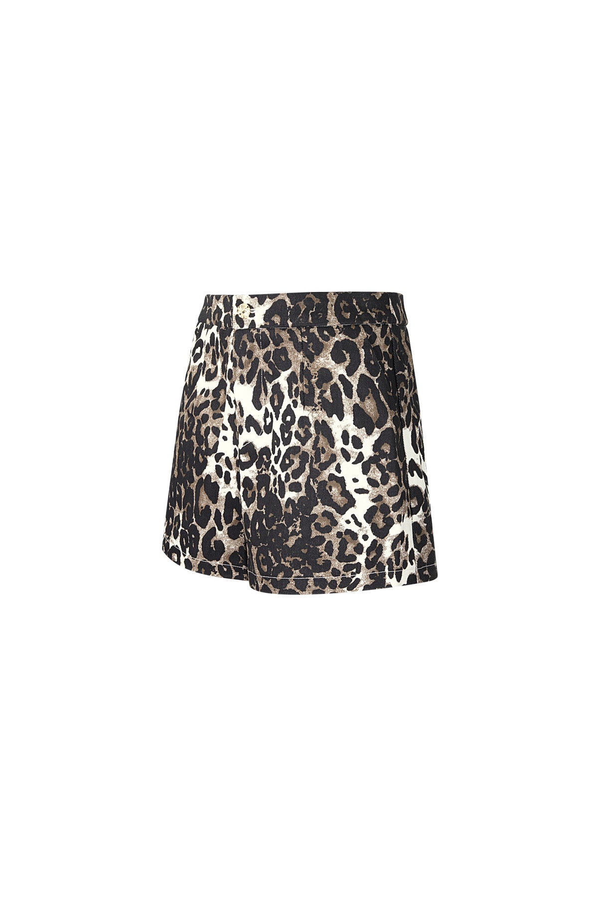 Cotone Shorts Donna Stampa Leopardo Vita Alta