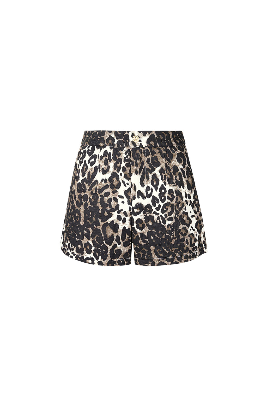 Cotone Shorts Donna Stampa Leopardo Vita Alta