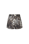 Cotone Shorts Donna Stampa Leopardo Vita Alta
