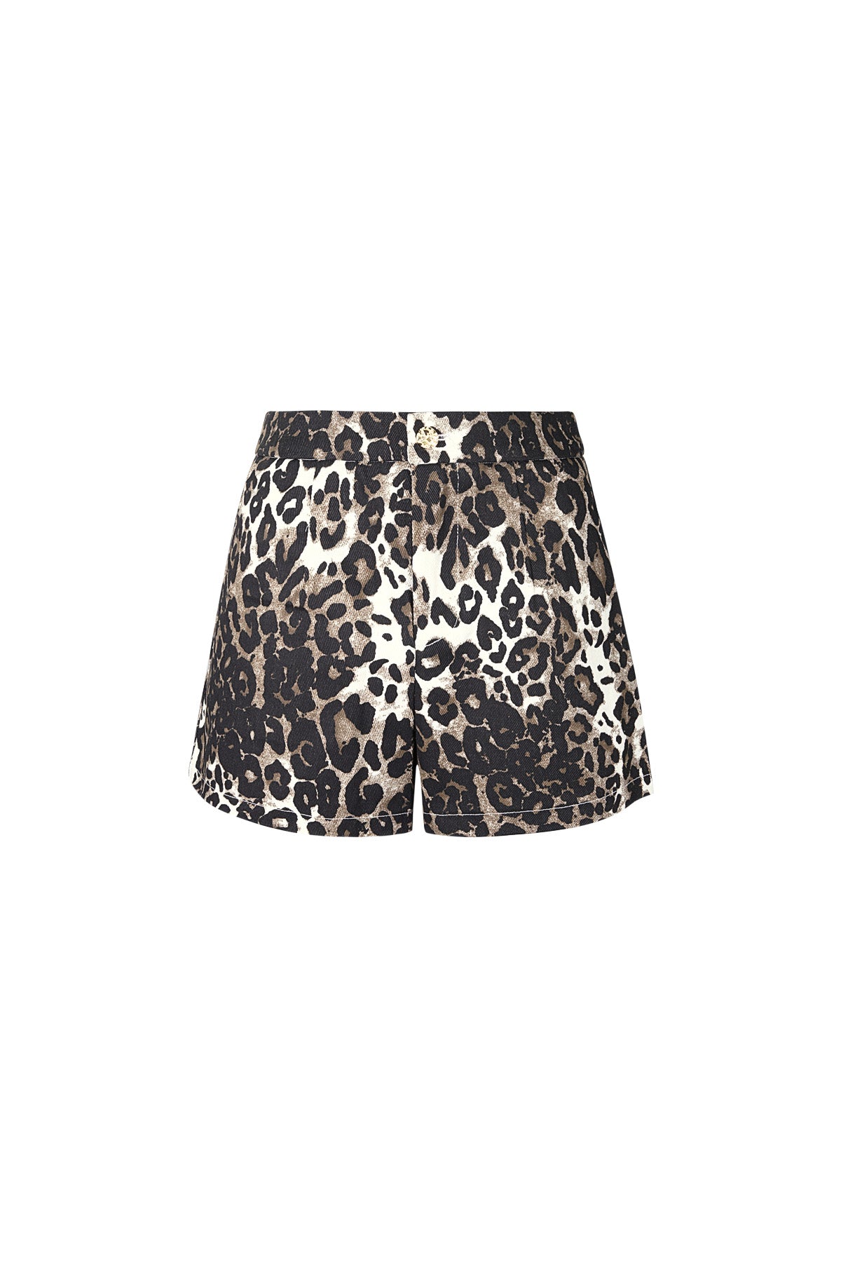Cotone Shorts Donna Stampa Leopardo Vita Alta