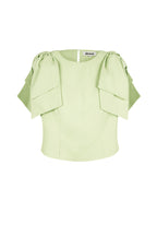 Top a Manica Corta Donna in Poliestere Design con Volantini sulle Spalle