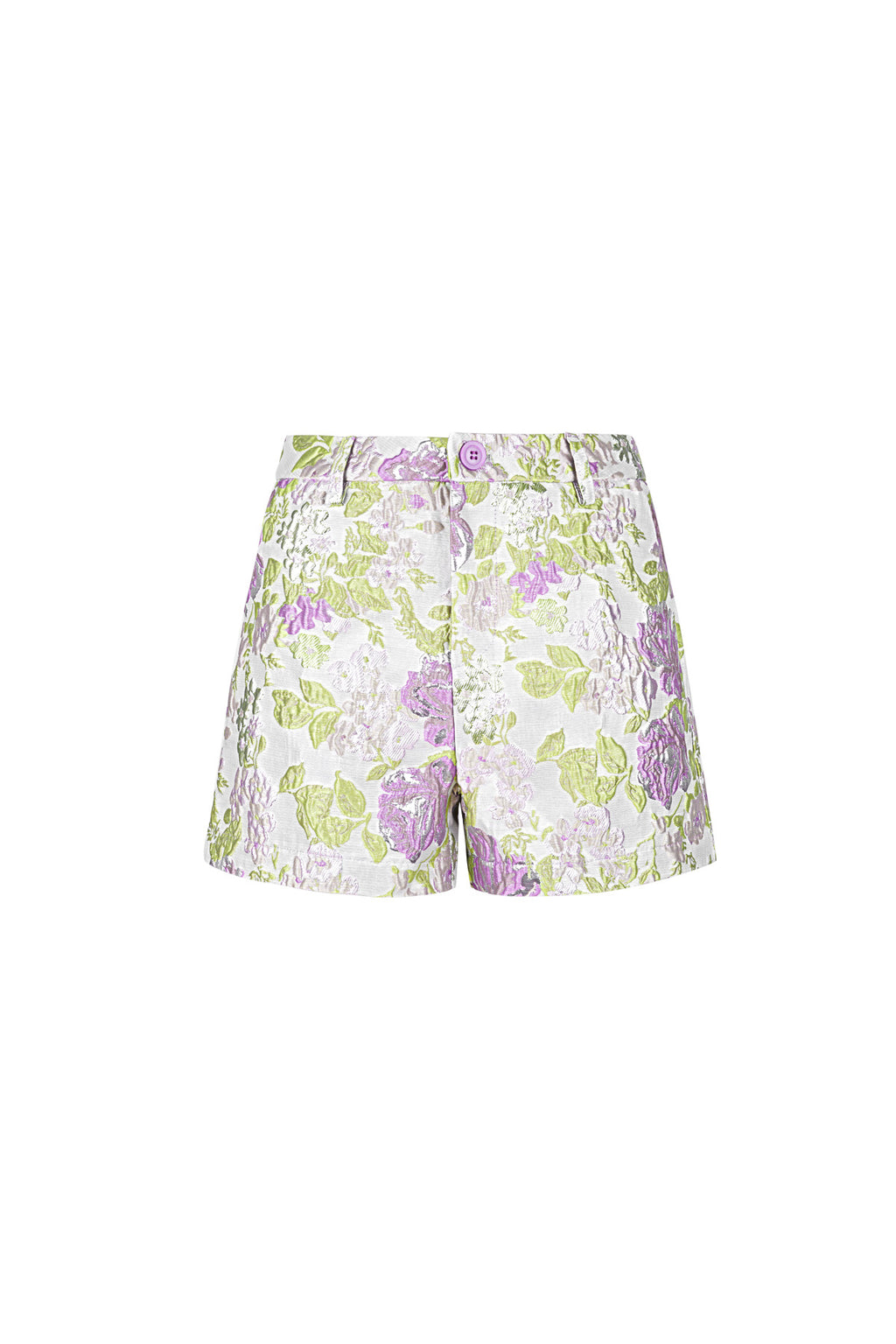 Shorts da Donna in Fibra di Poliestere Tessuta Stampa Floreale Elegante