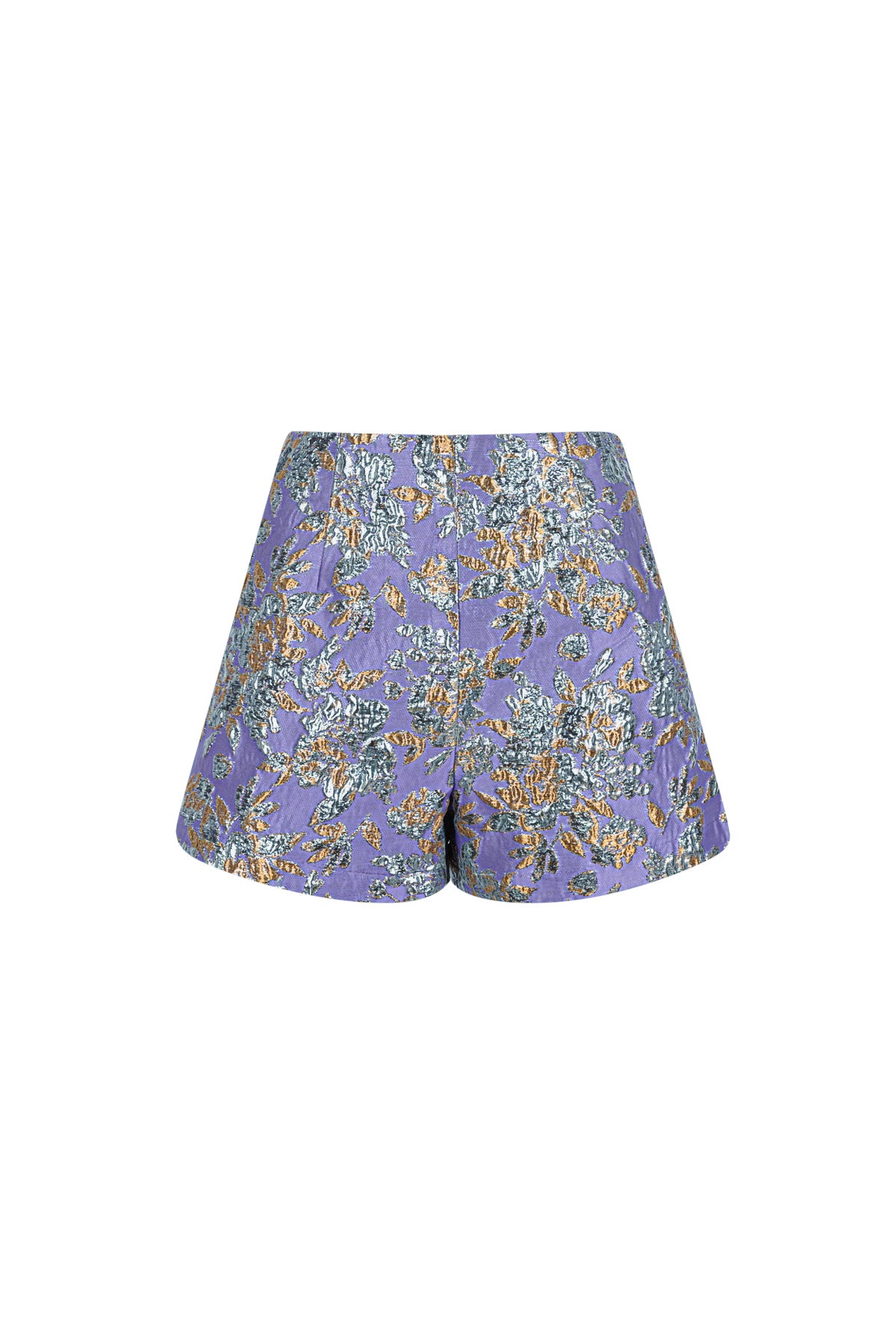 Shorts da Donna in Poliestere con Vita Alta Stampa Floreale