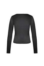Maglia in Poliestere Donna Maniche Lunghe Crop Top Collo Quadrato Taglio Bodycon