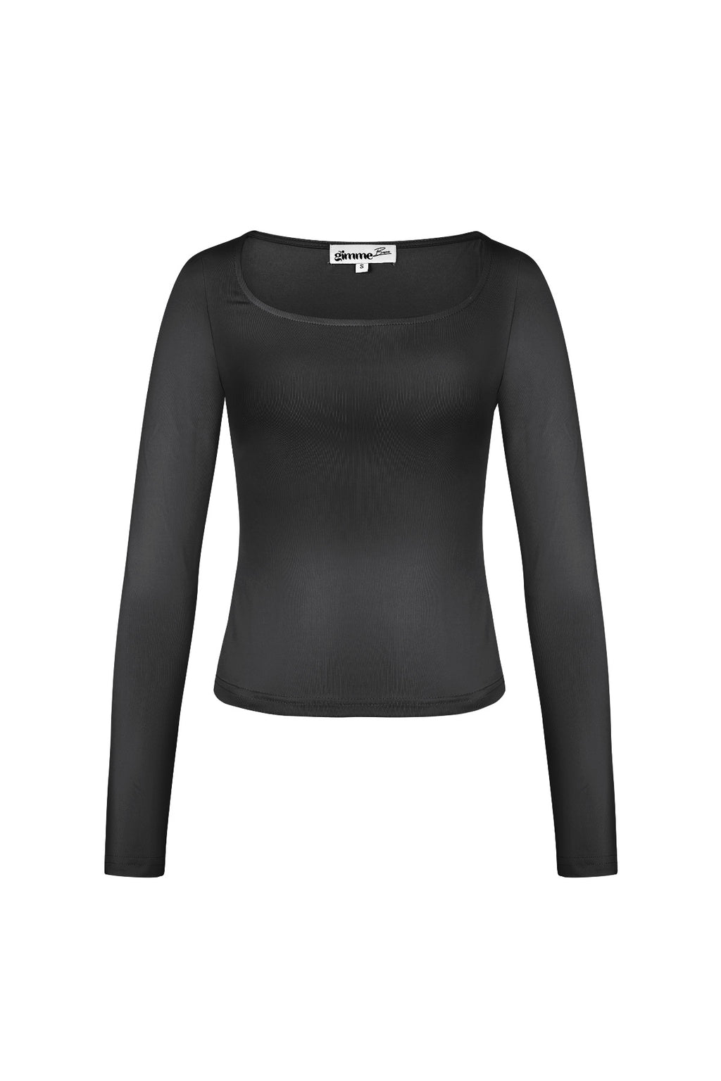 Maglia in Poliestere Donna Maniche Lunghe Crop Top Collo Quadrato Taglio Bodycon