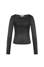 Maglia in Poliestere Donna Maniche Lunghe Crop Top Collo Quadrato Taglio Bodycon