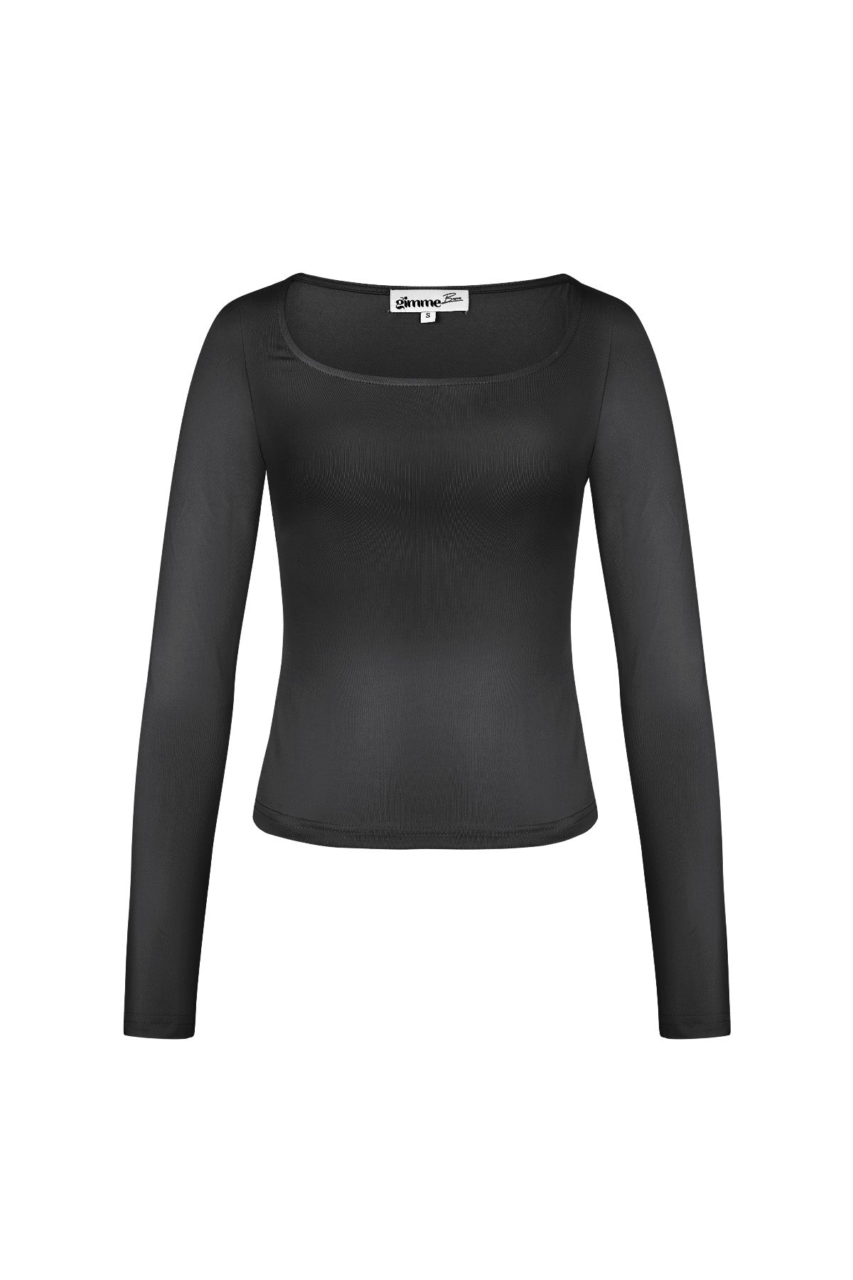 Maglia in Poliestere Donna Maniche Lunghe Crop Top Collo Quadrato Taglio Bodycon