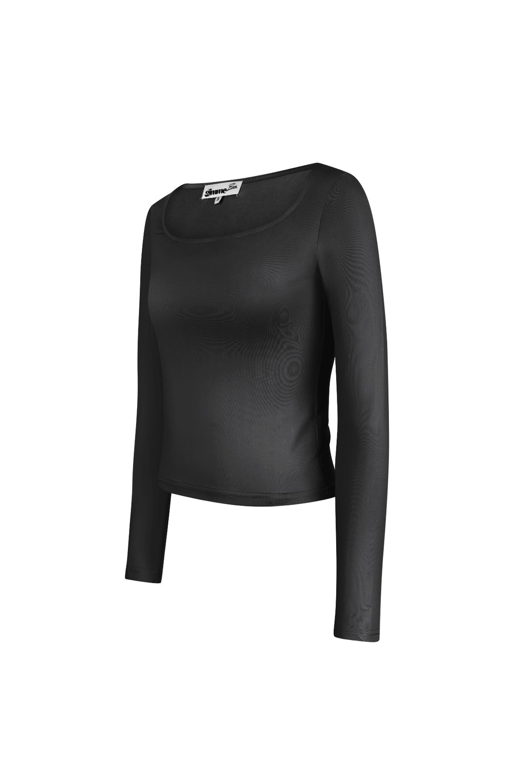 Maglia in Poliestere Donna Maniche Lunghe Crop Top Collo Quadrato Taglio Bodycon