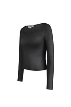 Maglia in Poliestere Donna Maniche Lunghe Crop Top Collo Quadrato Taglio Bodycon