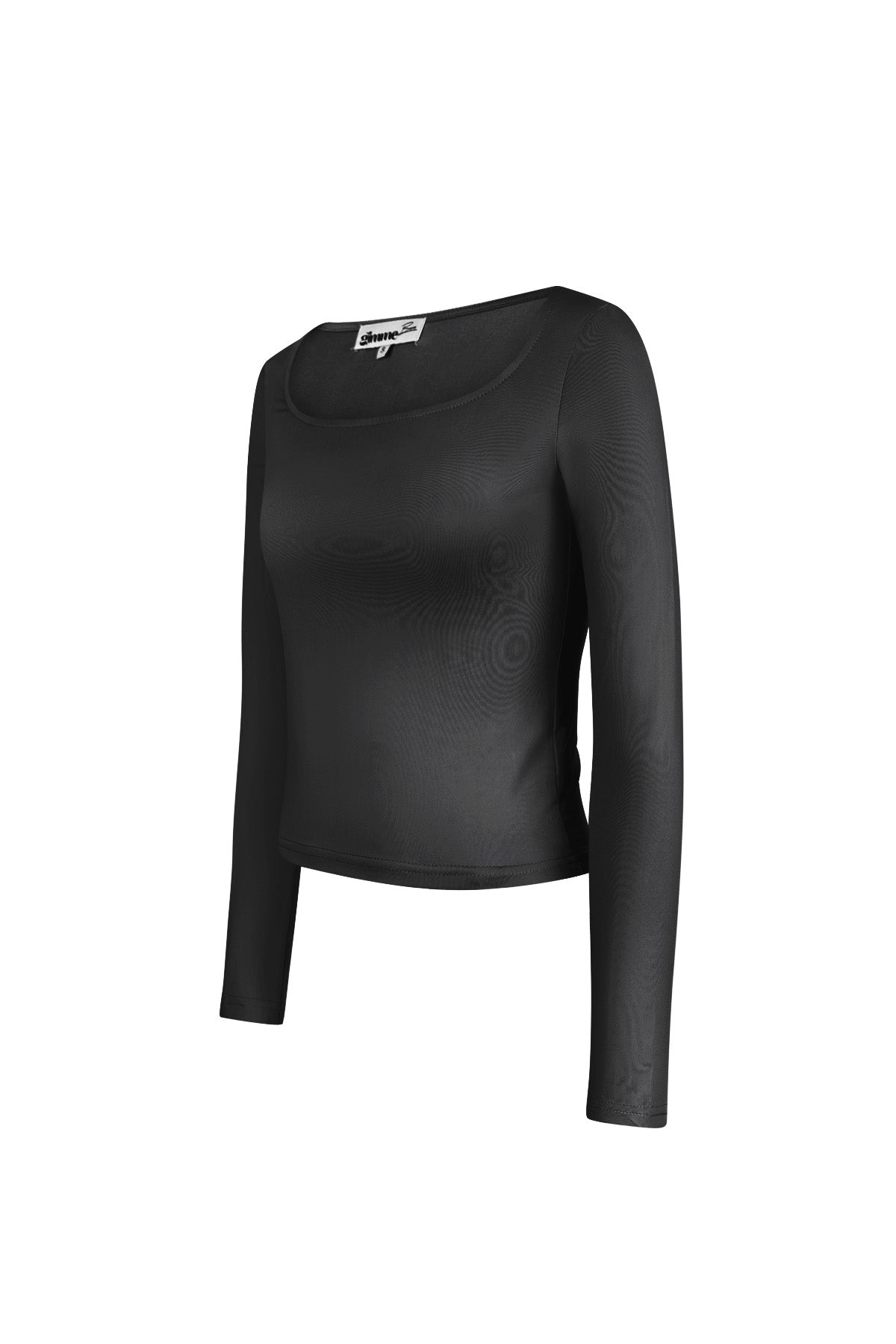 Maglia in Poliestere Donna Maniche Lunghe Crop Top Collo Quadrato Taglio Bodycon