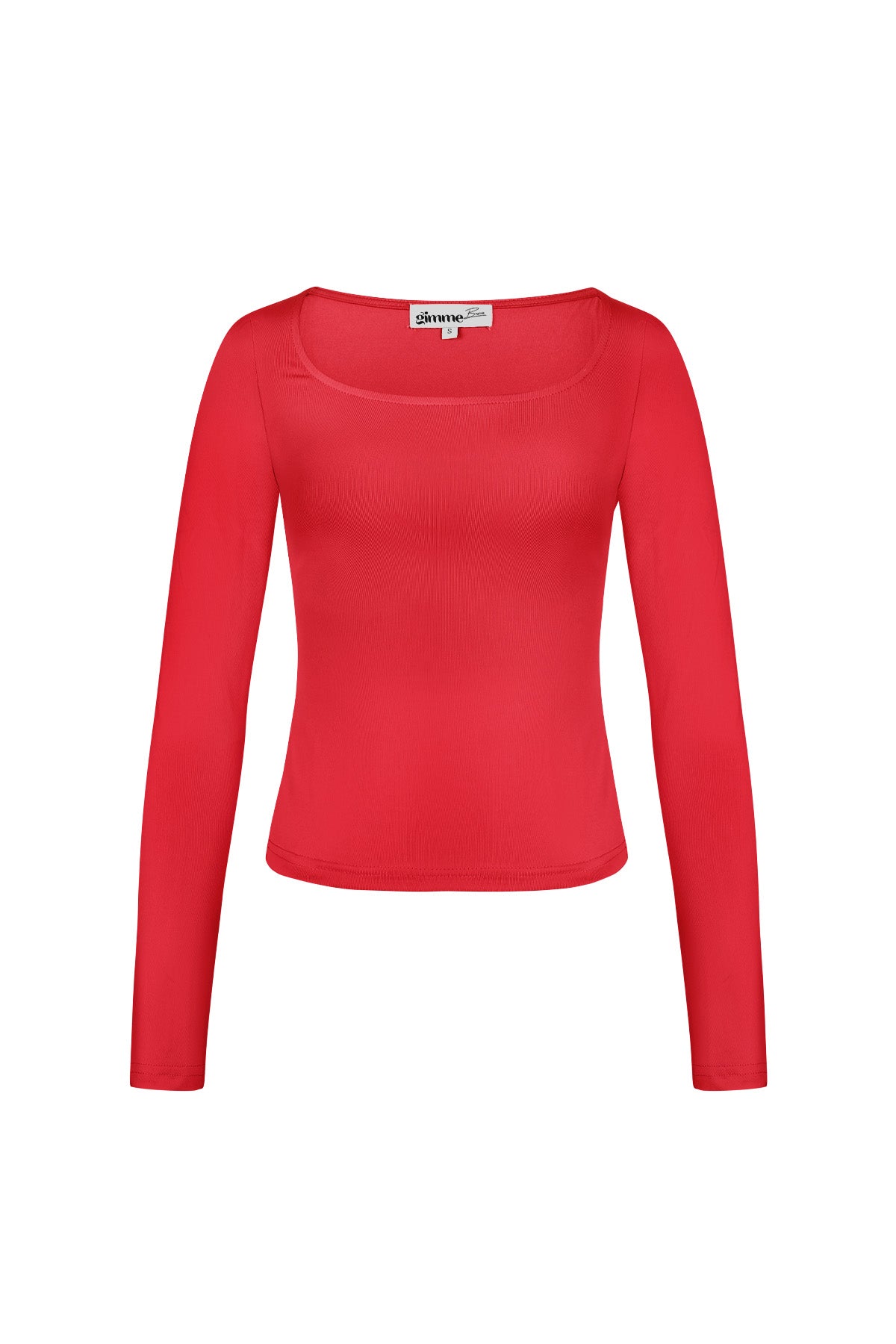 Maglia in Poliestere Donna Maniche Lunghe Crop Top Collo Quadrato Taglio Bodycon